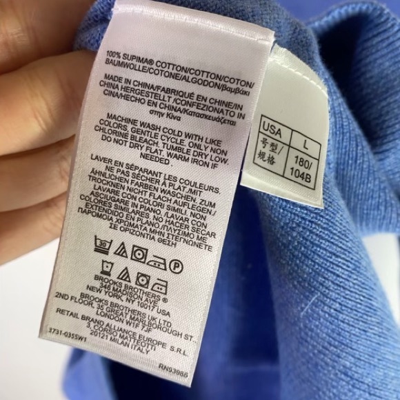BROOKS BROTHERS Blue Supima Cotton V-Neck Sweater | L - Picture 5 of 7